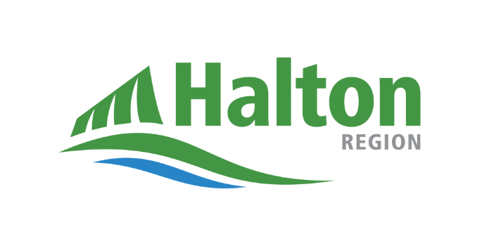 White background with green writing stating: Halton Region 